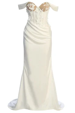 JLUXLABEL Ivory Infinite Love Satin Gown