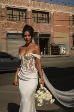 JLUXLABEL Ivory Infinite Love Satin Gown