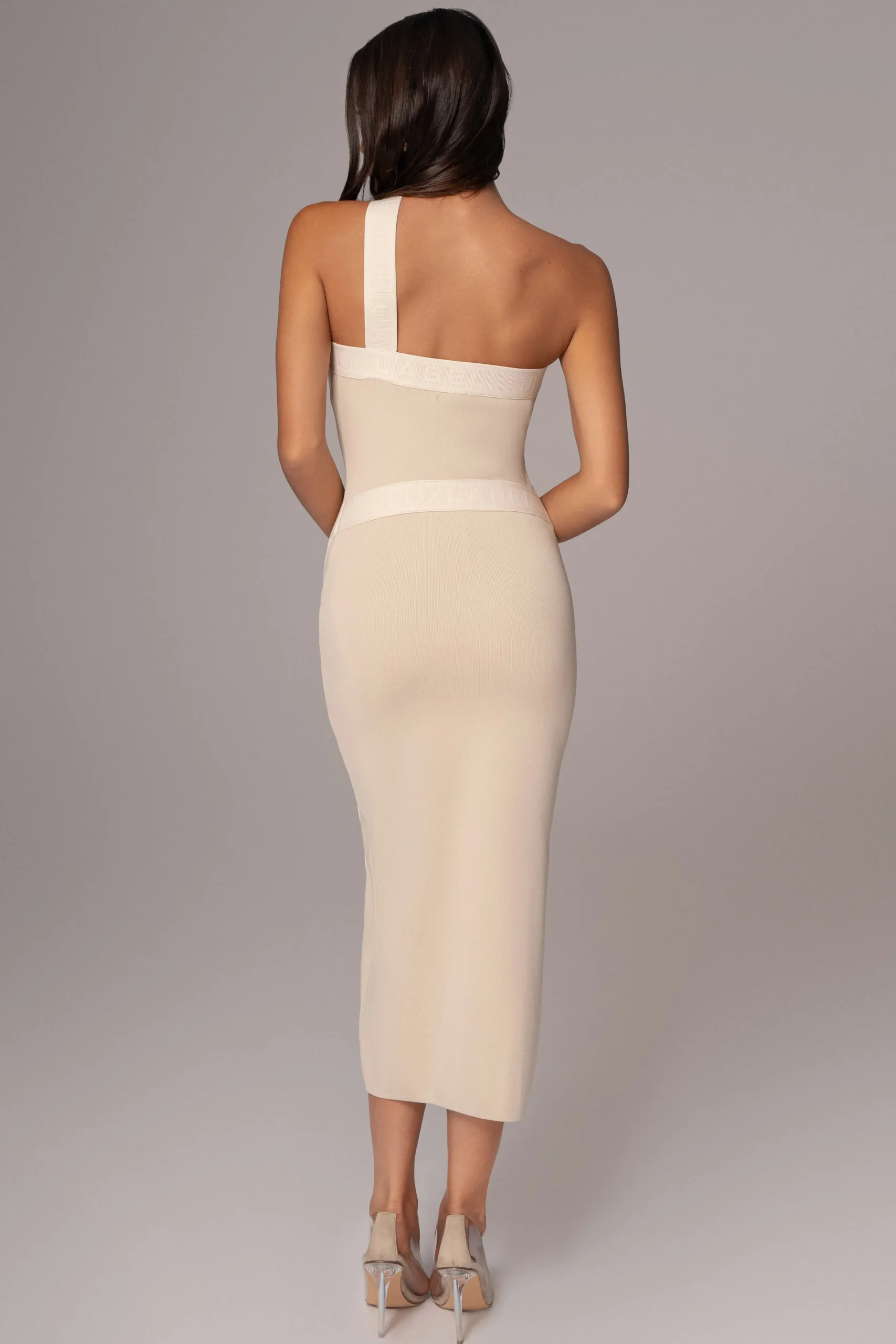 JLUXLABEL Ivory Ivone Asymmetrical Midi Dress