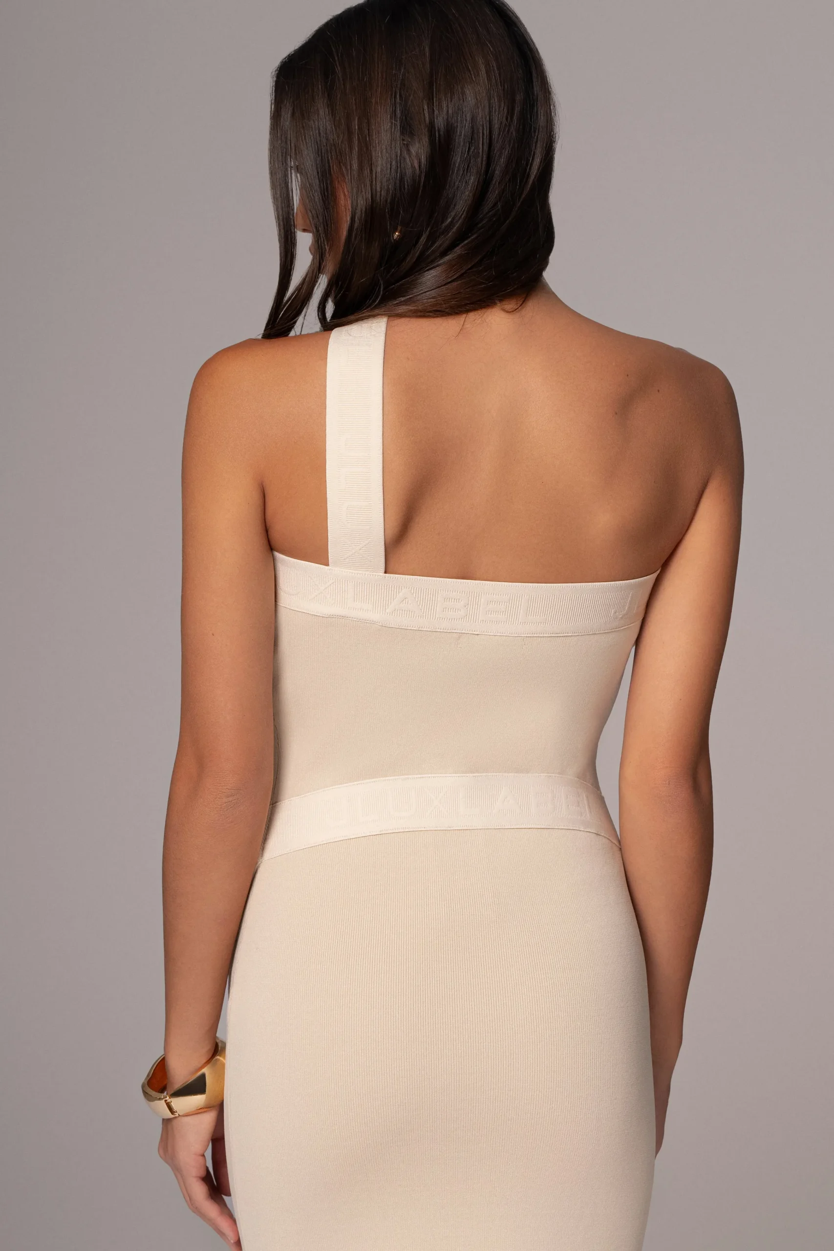 JLUXLABEL Ivory Ivone Asymmetrical Midi Dress