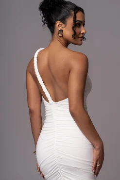 JLUXLABEL Ivory Jess Ruched Midi Dress