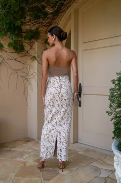 JLUXLABEL Ivory Lace Romance Maxi Skirt
