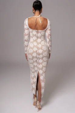 JLUXLABEL Ivory Lace Sweetheart Maxi Dress
