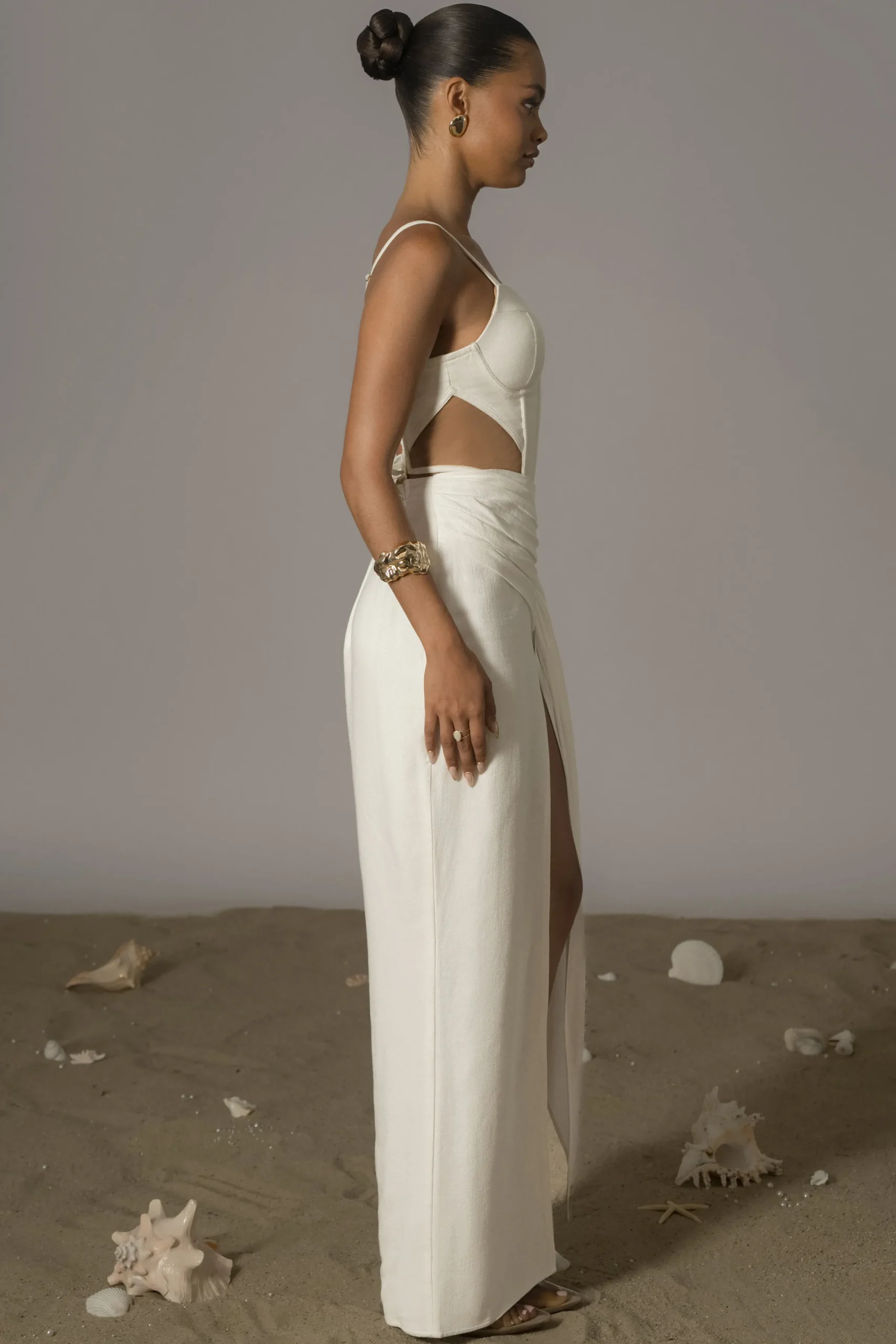 JLUXLABEL Ivory Las Olas Linen Skirt