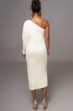 JLUXLABEL Ivory Long Knit Sweater Dress