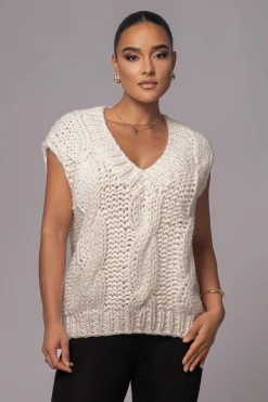 JLUXLABEL Ivory Mari Cable Knit Vest