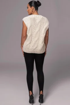 JLUXLABEL Ivory Mari Cable Knit Vest