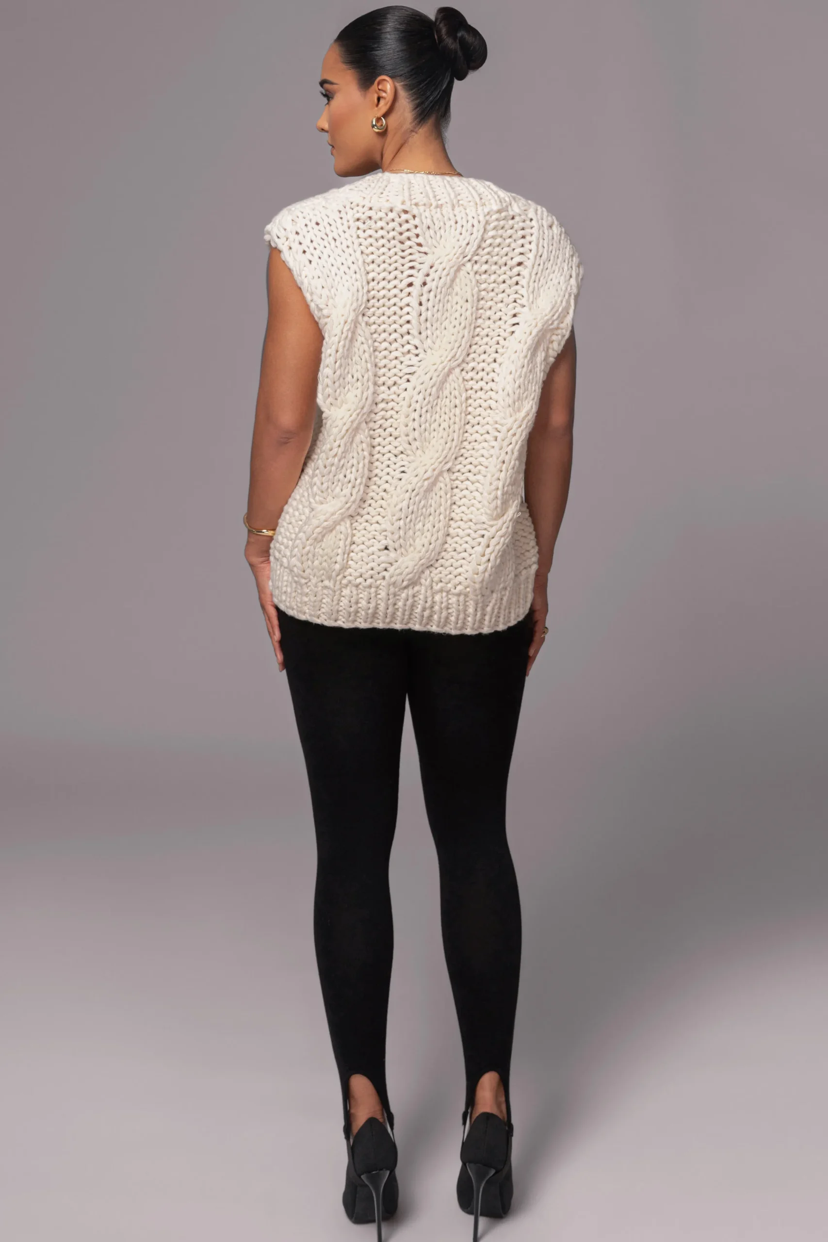 JLUXLABEL Ivory Mari Cable Knit Vest