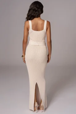 JLUXLABEL Ivory Moonrise Ribbed Maxi Dress