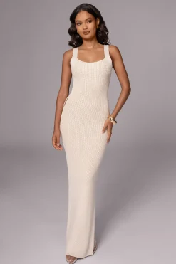 JLUXLABEL Ivory Moonrise Ribbed Maxi Dress
