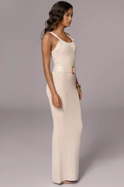 JLUXLABEL Ivory Moonrise Ribbed Maxi Dress