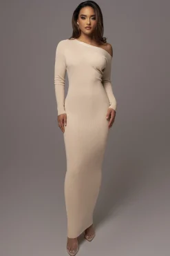 JLUXLABEL Ivory Night Shimmers Asymmetrical Maxi Dress