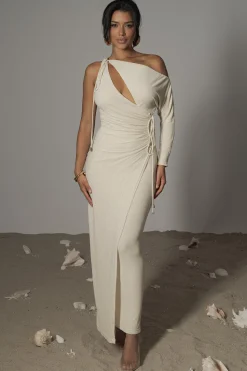 JLUXLABEL Ivory Odelia Crinkled Maxi Dress
