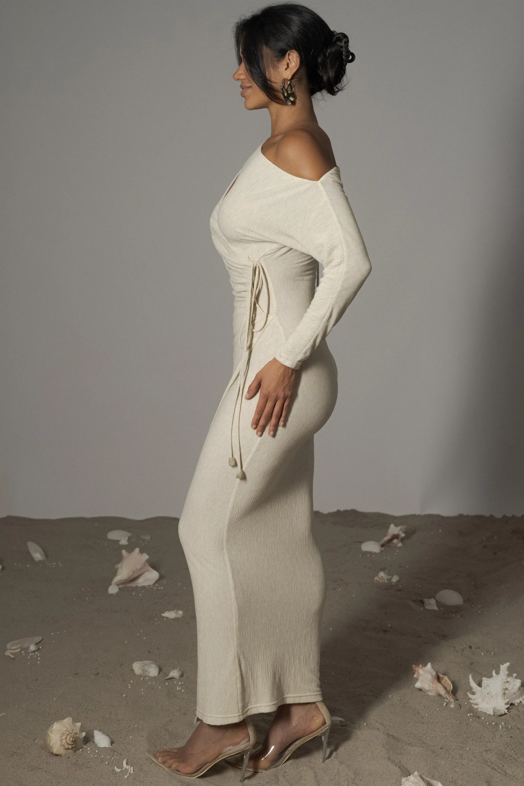 JLUXLABEL Ivory Odelia Crinkled Maxi Dress