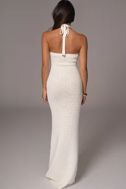 JLUXLABEL Ivory Overseas Halter Maxi Dress