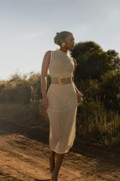 JLUXLABEL Ivory Pacific Tides Crochet Maxi Dress