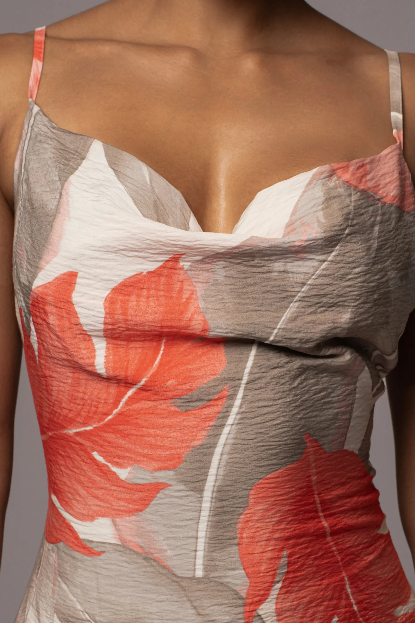 JLUXLABEL Ivory Palm Print Marise Drape Mini Dress
