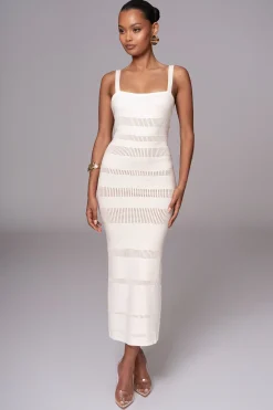JLUXLABEL Ivory Sandy Shores Knit Midi Dress