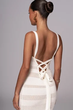 JLUXLABEL Ivory Sandy Shores Knit Midi Dress