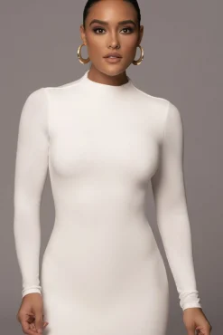 JLUXLABEL Ivory Shaye Mock Neck Dress