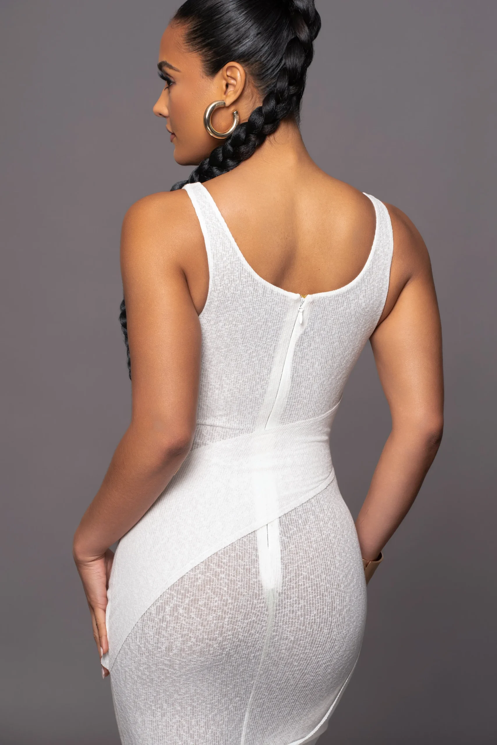 JLUXLABEL Ivory Shift Of Feelings Midi Dress