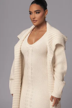 JLUXLABEL Ivory Sleeveless Cable Knit Dress