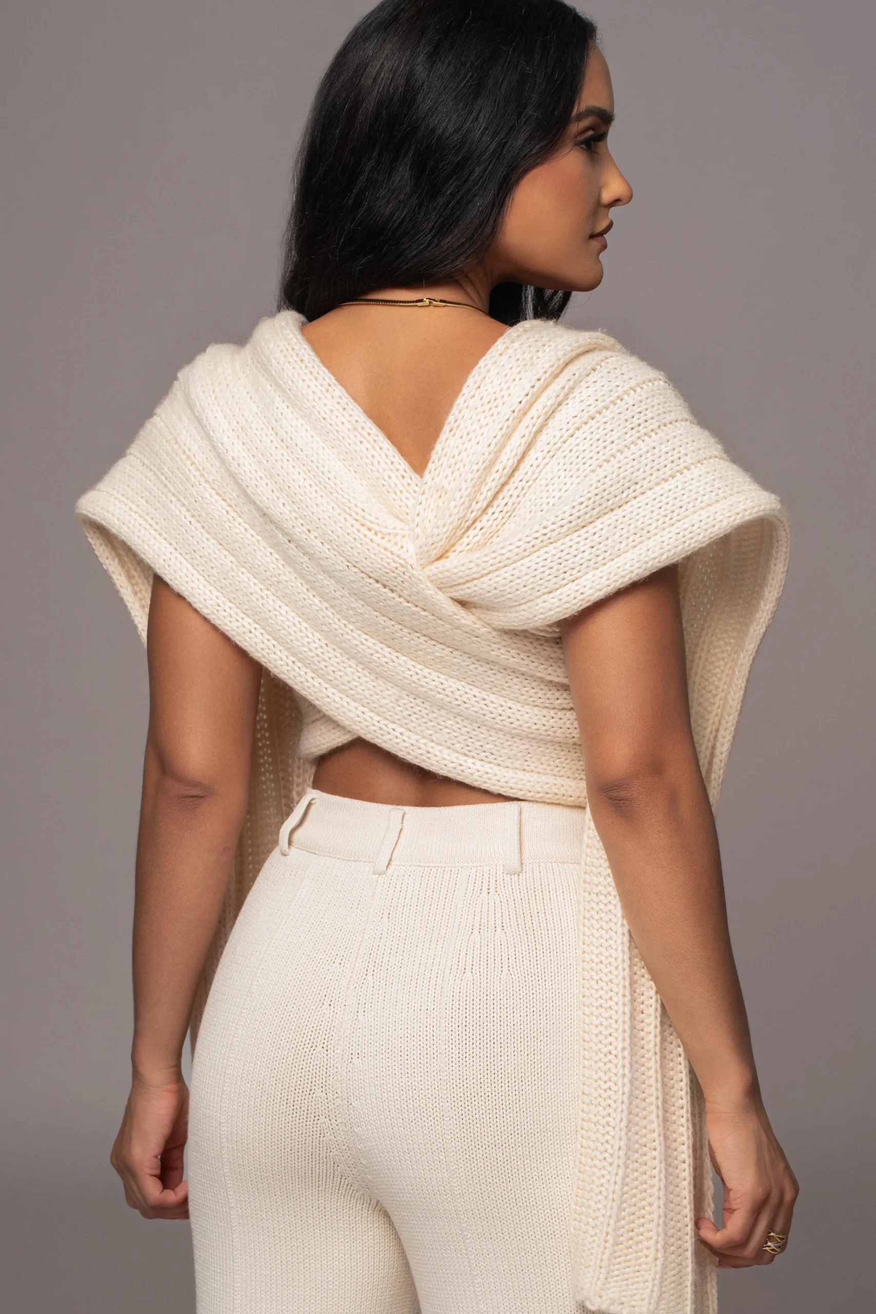 JLUXLABEL Ivory Soft Life Cable Knit Sweater Top