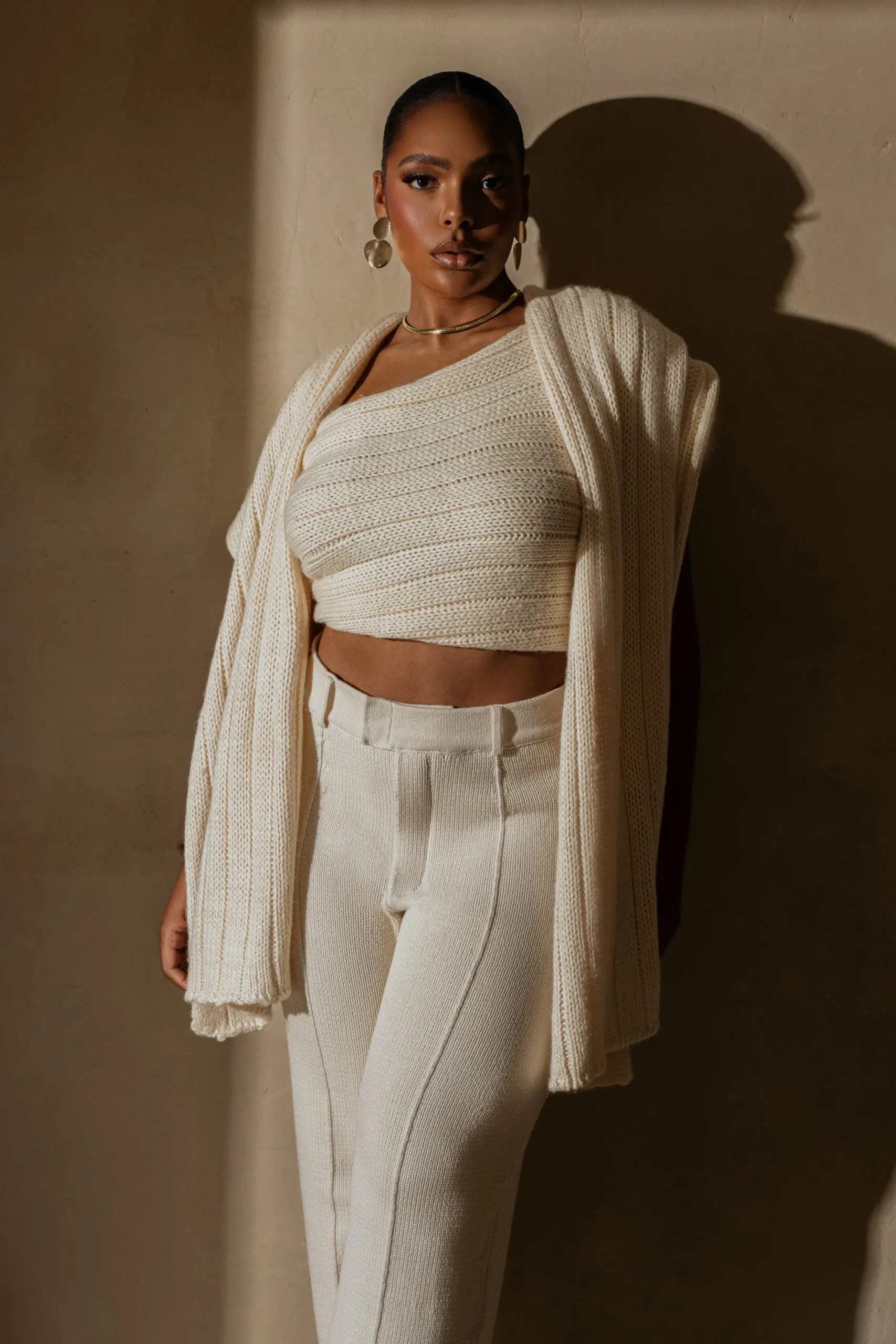 JLUXLABEL Ivory Soft Life Cable Knit Sweater Top