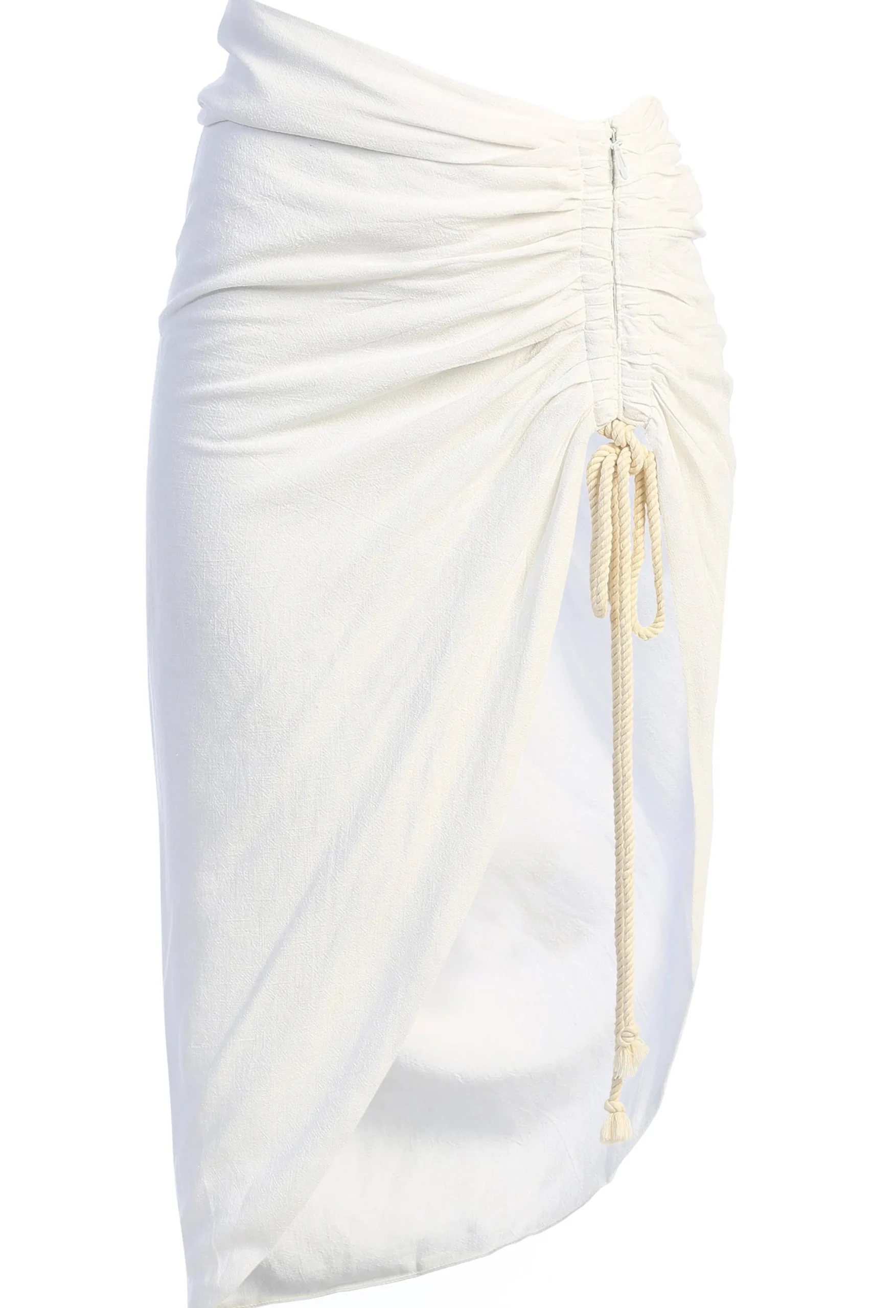 JLUXLABEL Ivory Spring Ruched Linen Skirt