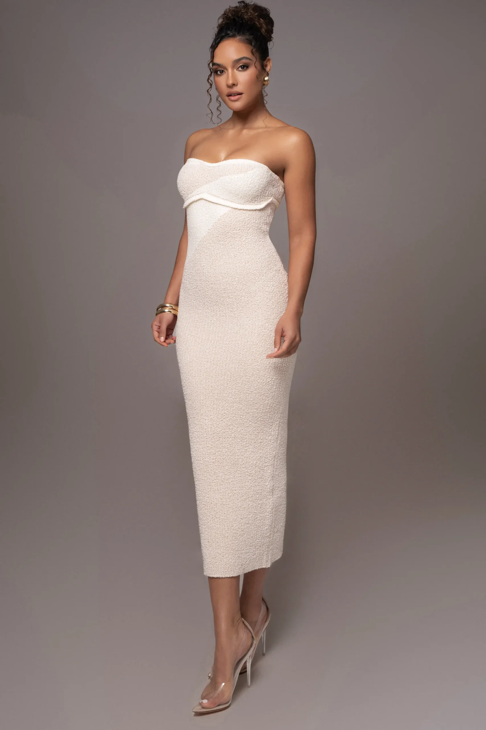 JLUXLABEL Ivory Sundown Strapless Midi Dress