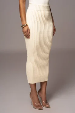 JLUXLABEL Ivory Take Me Home Ribbed Skirt