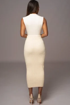 JLUXLABEL Ivory Take Me Home Ribbed Skirt