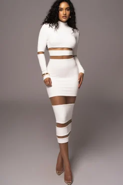 JLUXLABEL Ivory The One Mock Neck Midi Dress