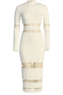 JLUXLABEL Ivory The One Mock Neck Midi Dress