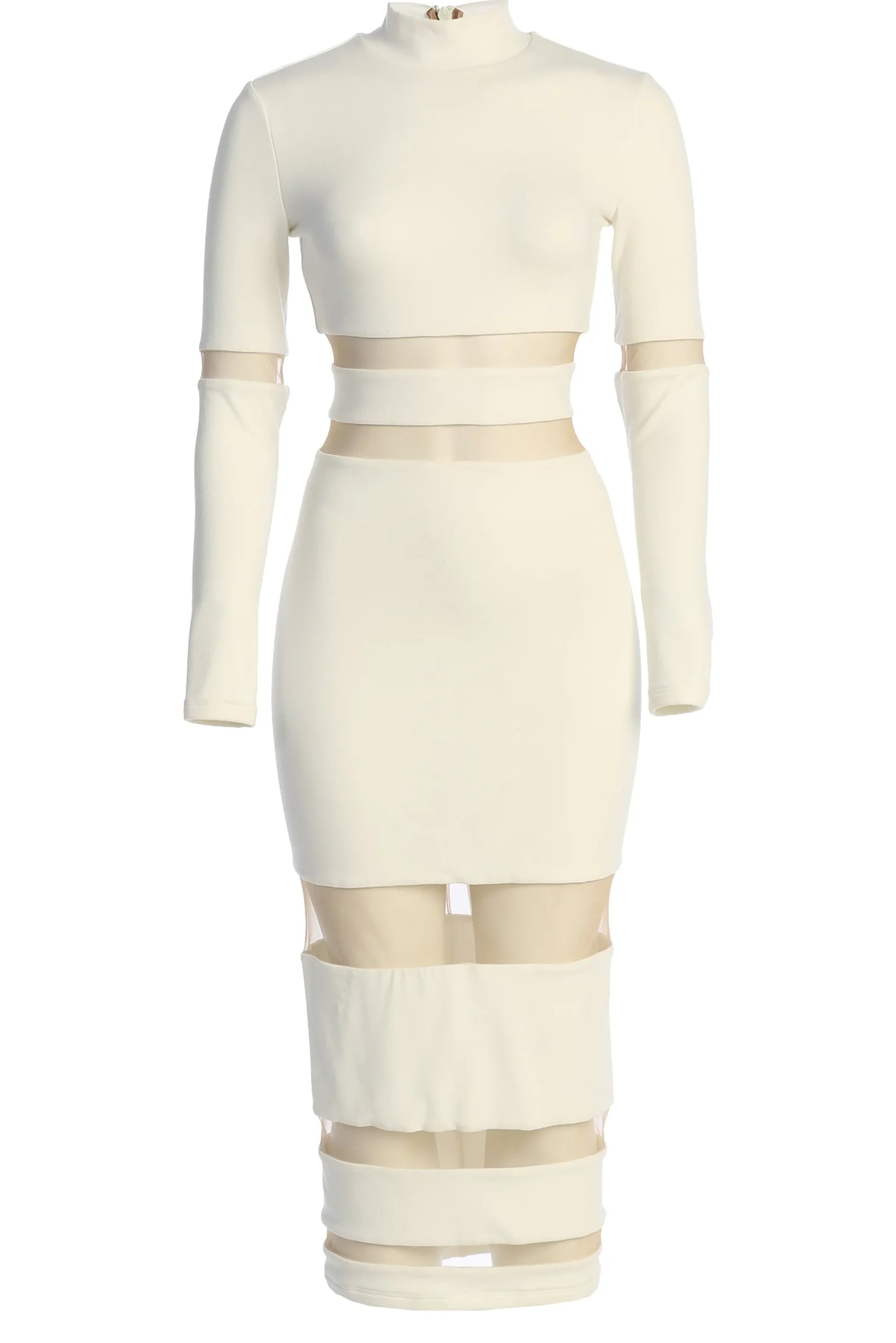 JLUXLABEL Ivory The One Mock Neck Midi Dress