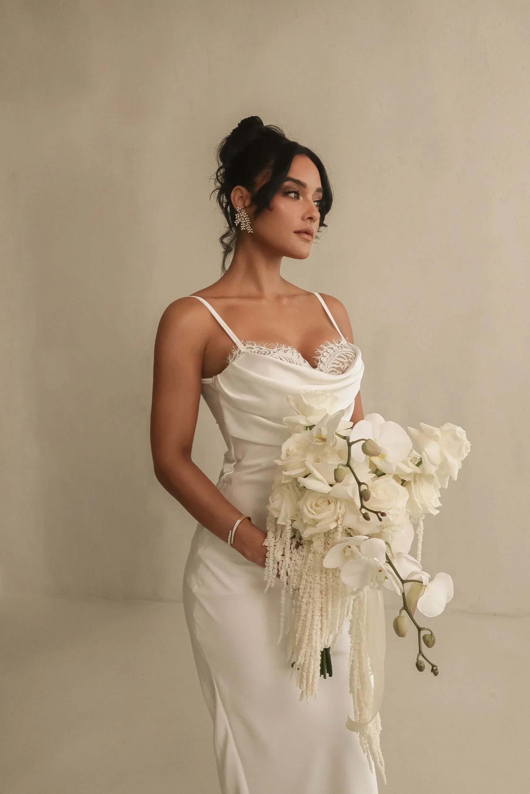 JLUXLABEL Ivory Unveiled Satin Maxi Dress