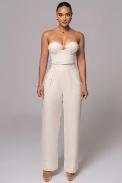 JLUXLABEL Ivory Villa Views Linen Trousers