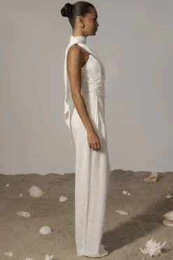 JLUXLABEL Ivory Villa Views Linen Trousers