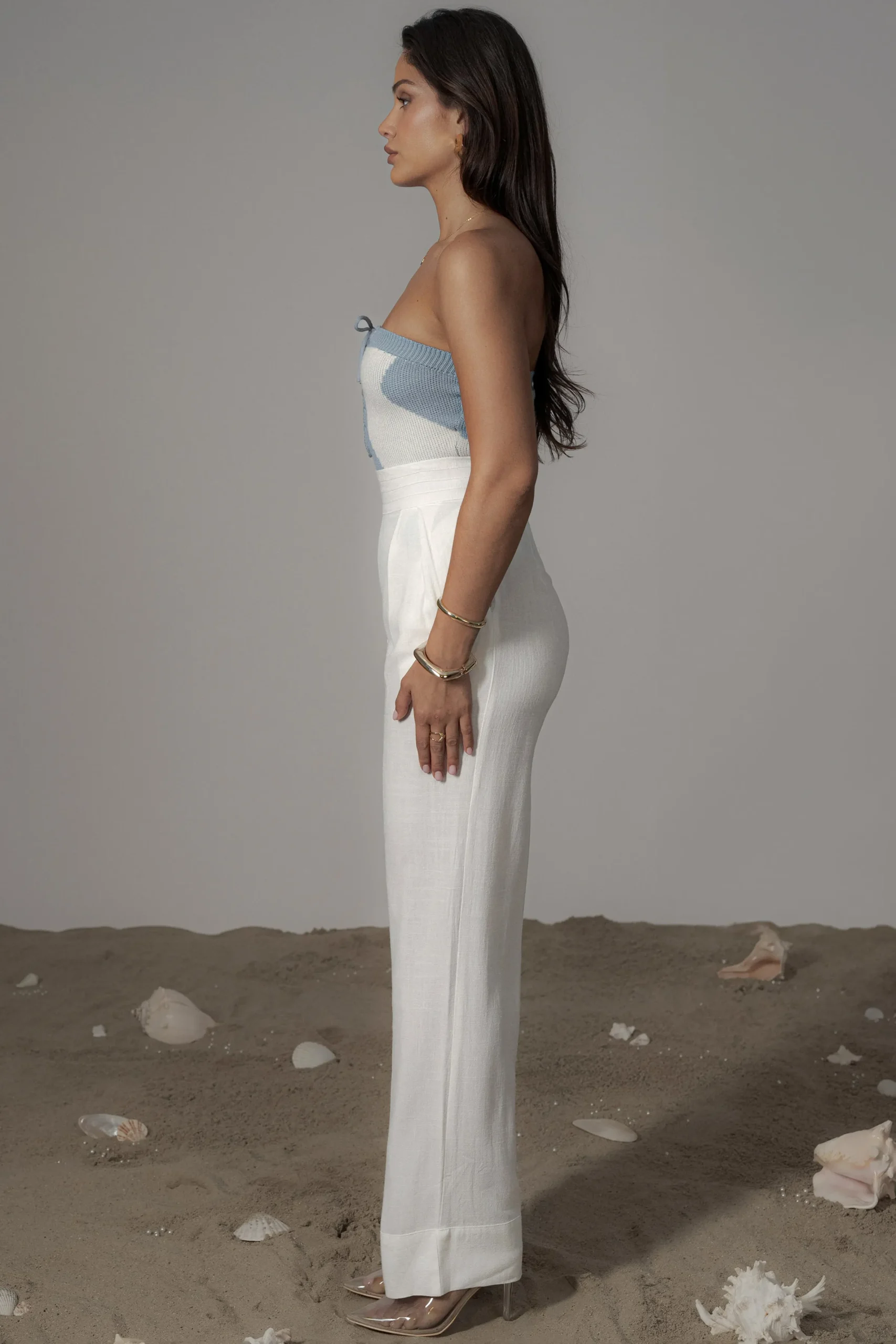 JLUXLABEL Ivory Villa Views Linen Trousers