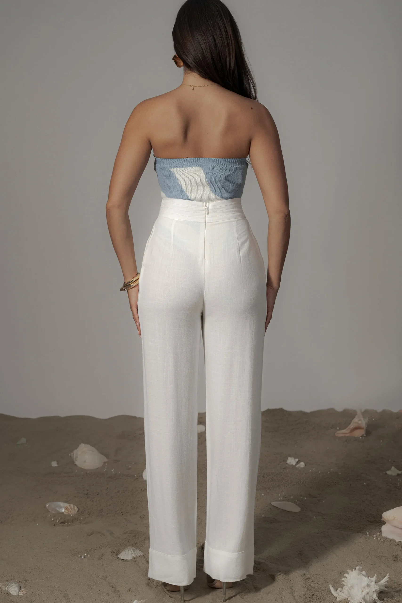 JLUXLABEL Ivory Villa Views Linen Trousers