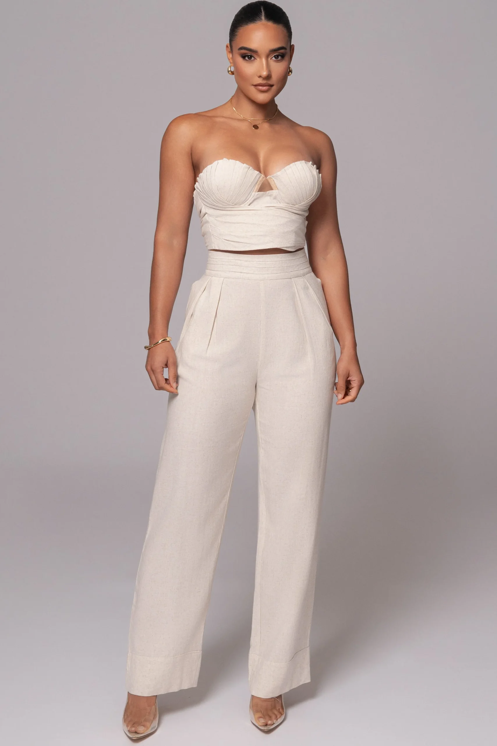 JLUXLABEL Ivory Villa Views Linen Trousers