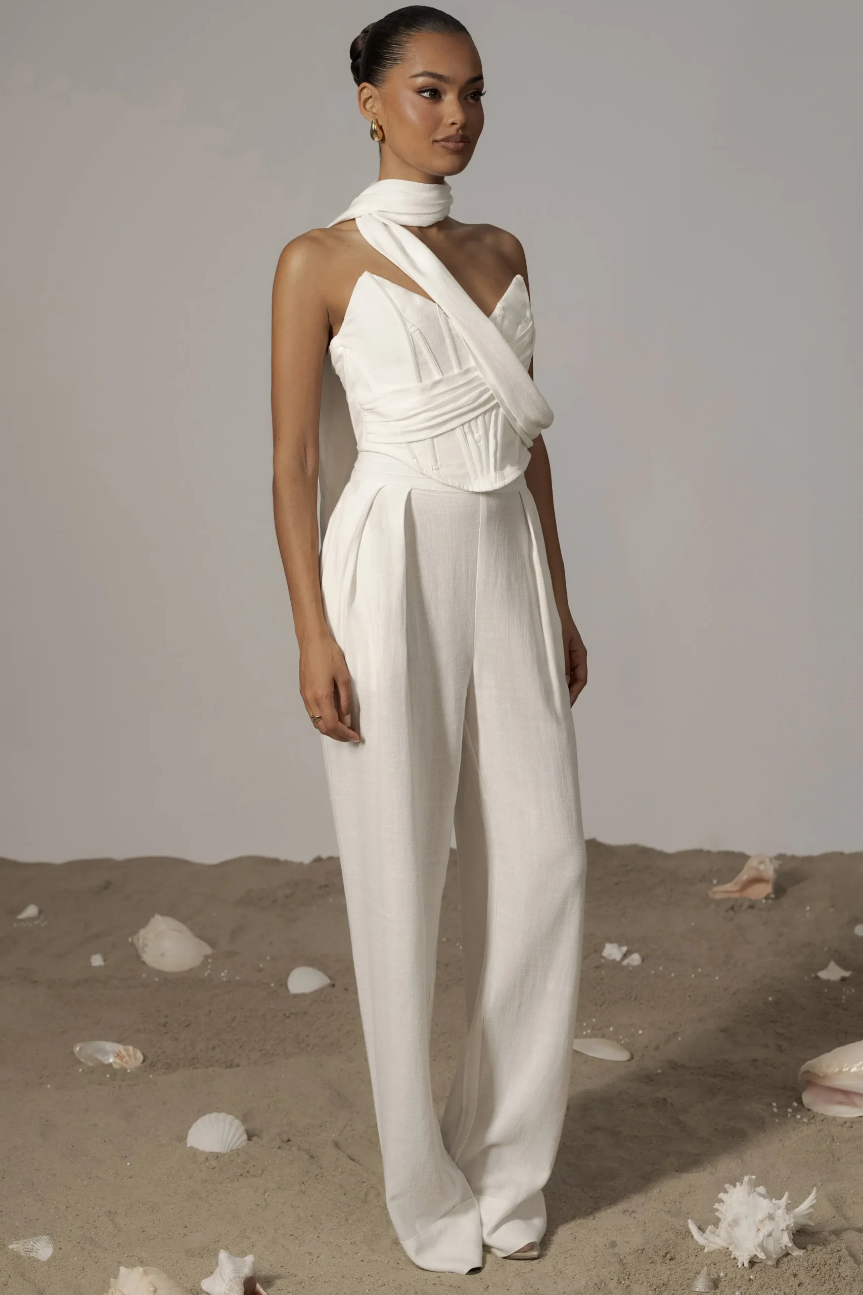 JLUXLABEL Ivory Villa Views Linen Trousers