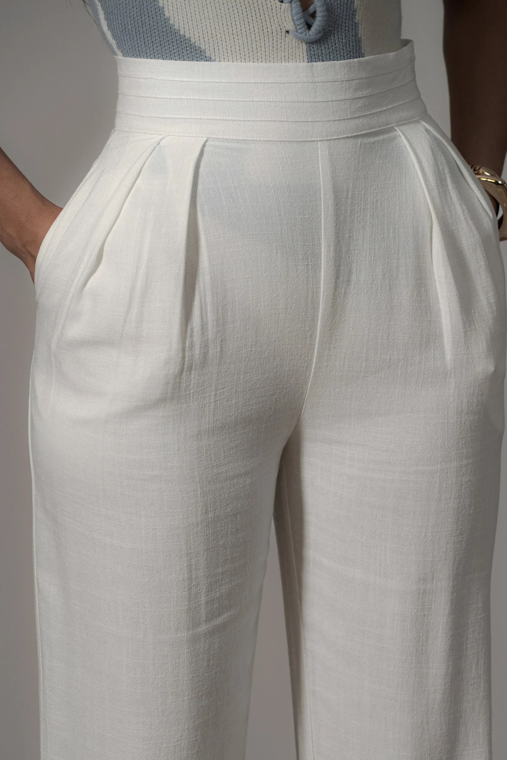 JLUXLABEL Ivory Villa Views Linen Trousers