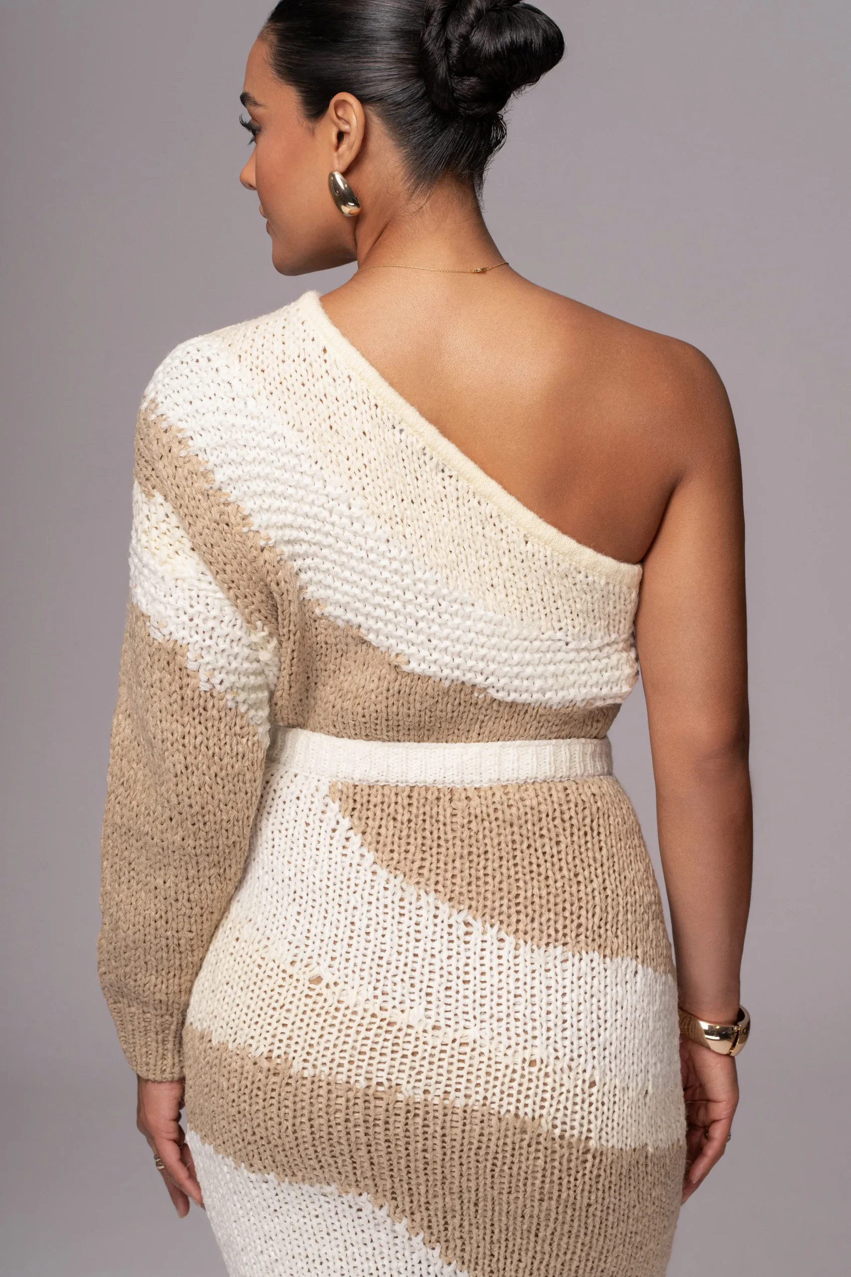 JLUXLABEL Ivory/Beige Monette Printed Knit Skirt