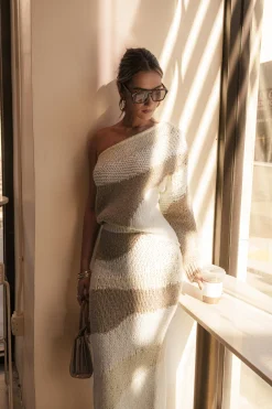 JLUXLABEL Ivory/Beige Monette Printed Knit Skirt