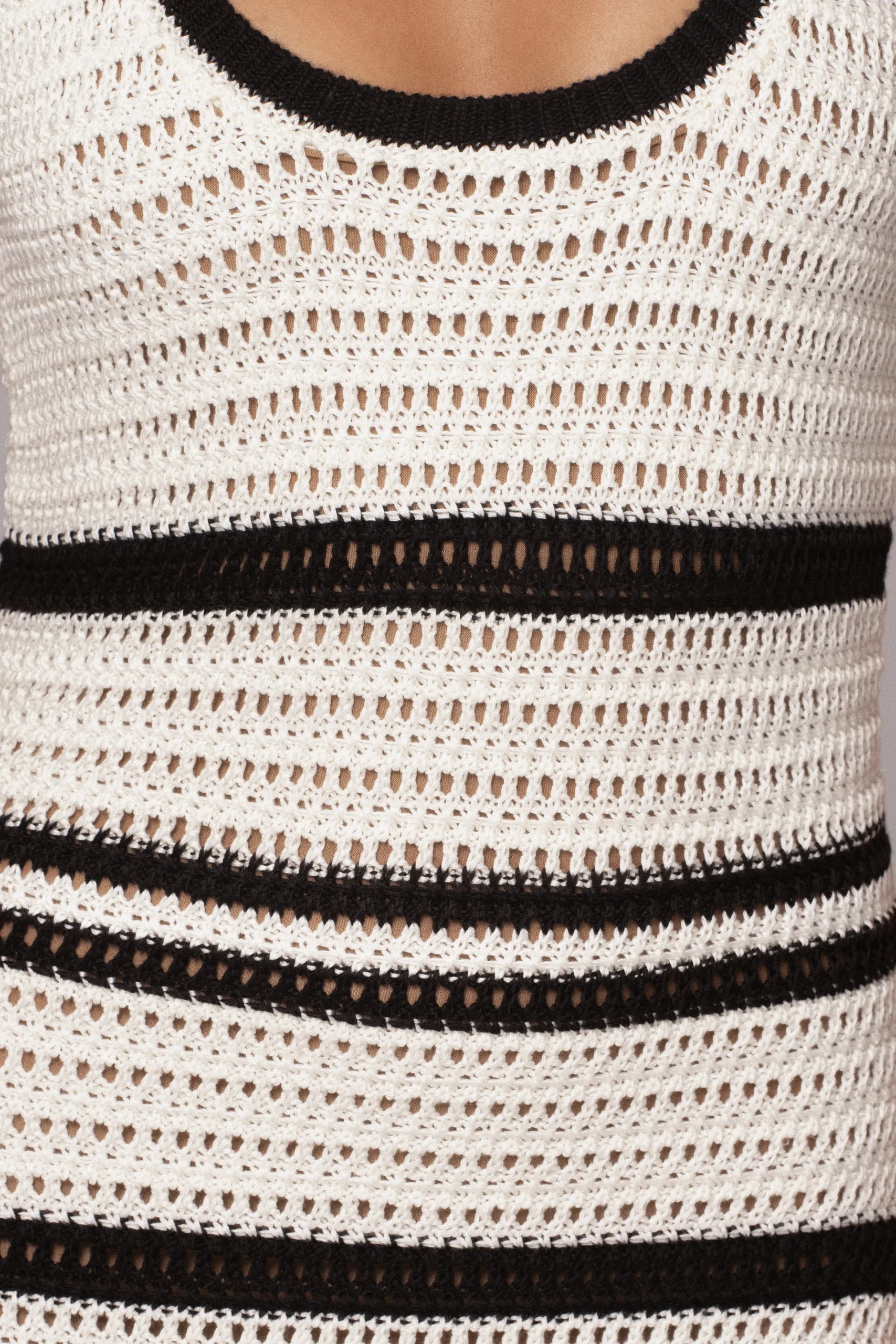 JLUXLABEL Ivory/Black Destiny Knit Maxi Dress