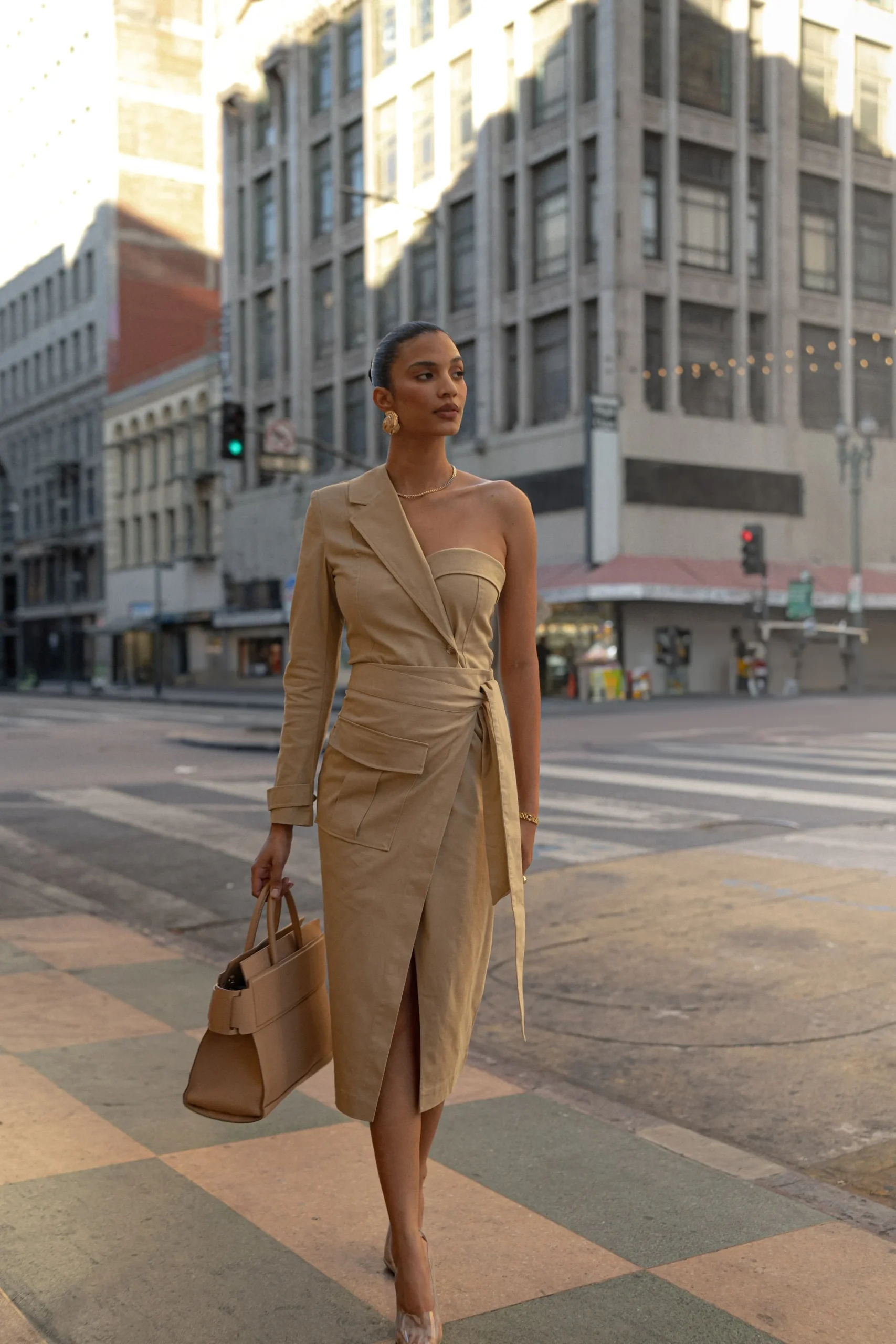 JLUXLABEL Khaki Amal One Shoulder Top