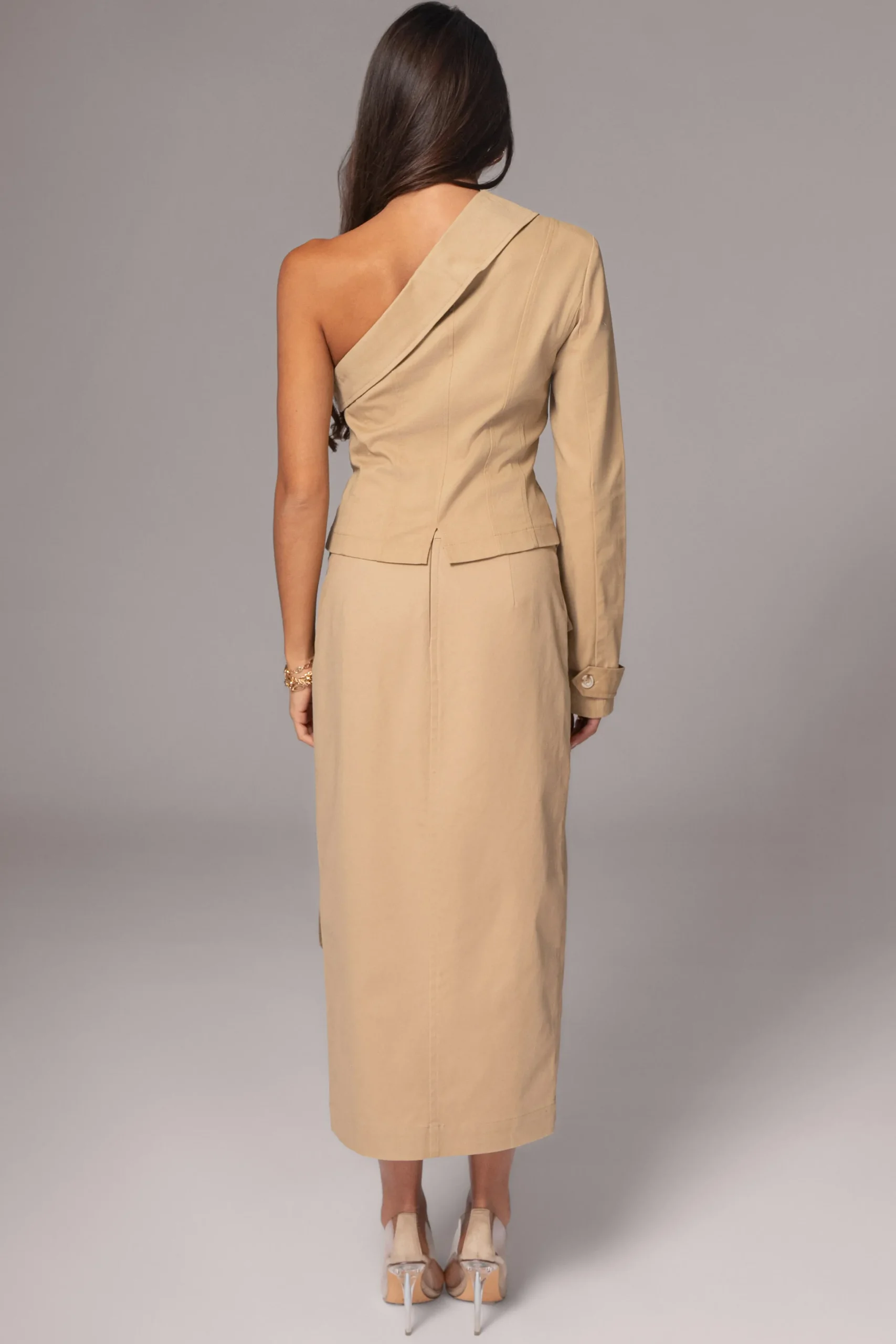 JLUXLABEL Khaki Amal One Shoulder Top