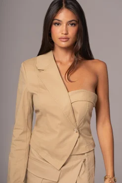 JLUXLABEL Khaki Amal One Shoulder Top