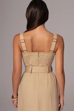 JLUXLABEL Khaki Forever Summer Belted Dress